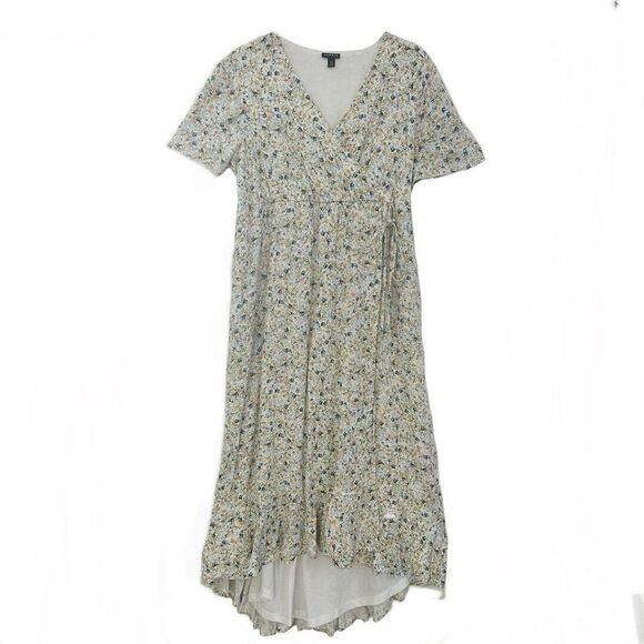 Torrid Floral Multicolor Maxi Lined Dress Wrap Short Sleeve Women's Size‎ 00 - Picture 1 of 8